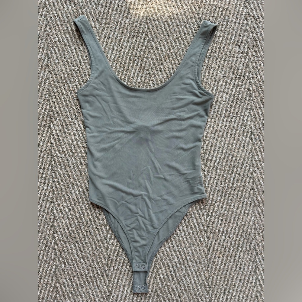 Forever 21 Sheer Army Green Bodysuit - S